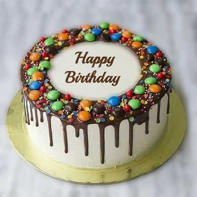 "Delicious Round shape pineapple cake with Gems Toppings - 1kg - Click here to View more details about this Product